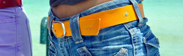 Ceinture cuir orange